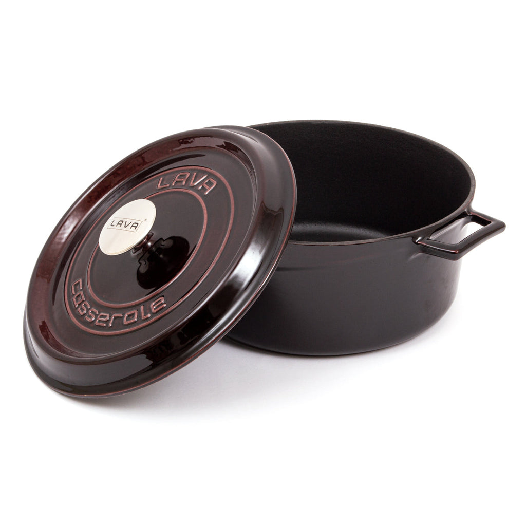 LAVA Round Cast Iron Dutch Oven 28 cm cast iron cookware by Patriot Tactical, homestead American heritage design – product mockup
