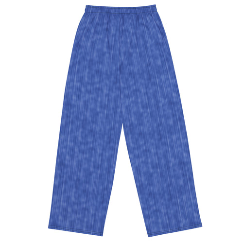 ANGEL Wide-Leg Pants flat back view in blue crayon-denim print