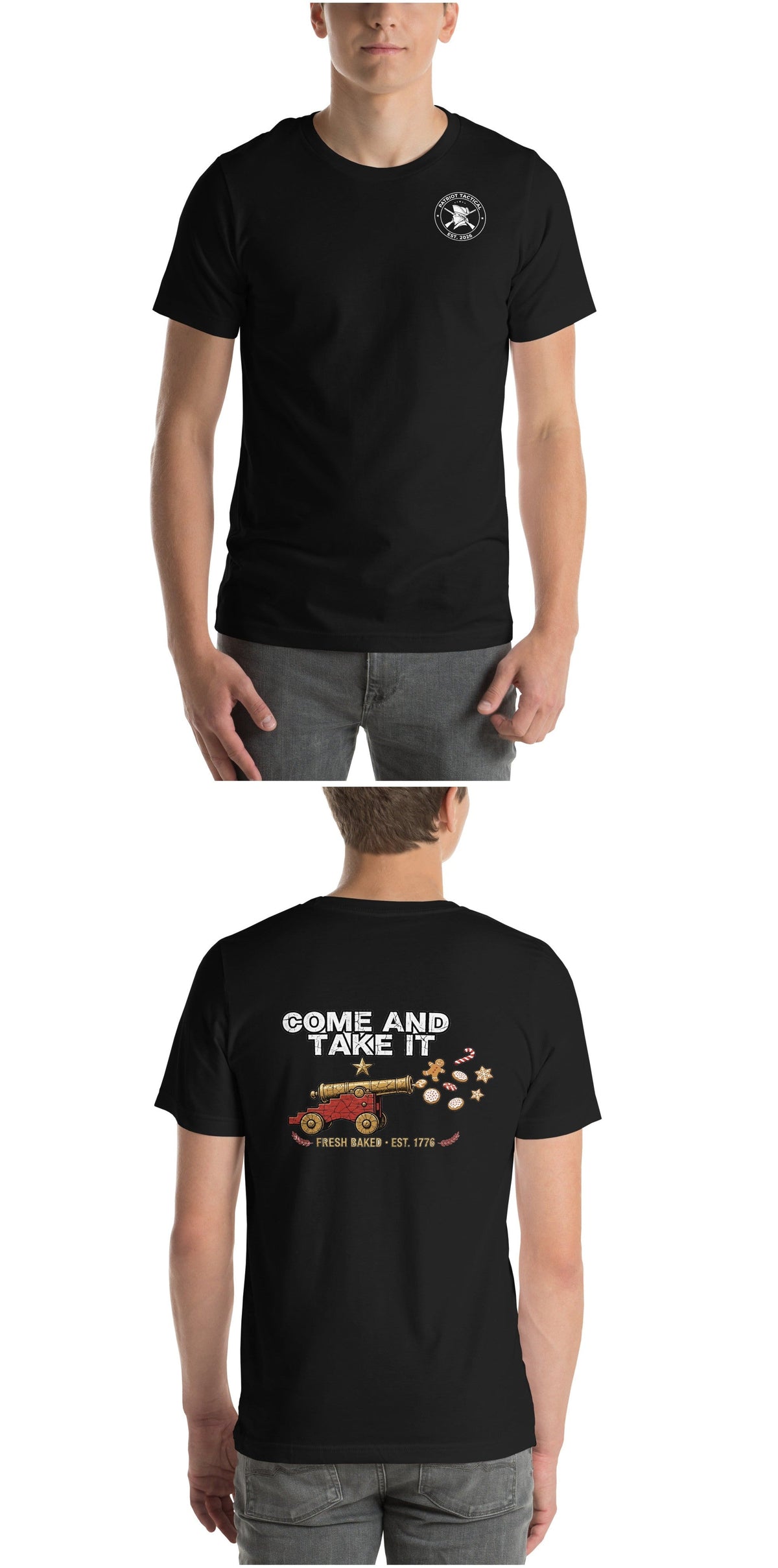 Come and Take It Cookies Christmas Tee t-shirt by Patriot Tactical, homestead American heritage design – lifestyle view