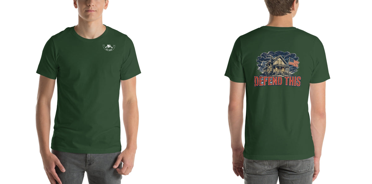 Defend This Tee t-shirt by Patriot Tactical, homestead American heritage design – main image