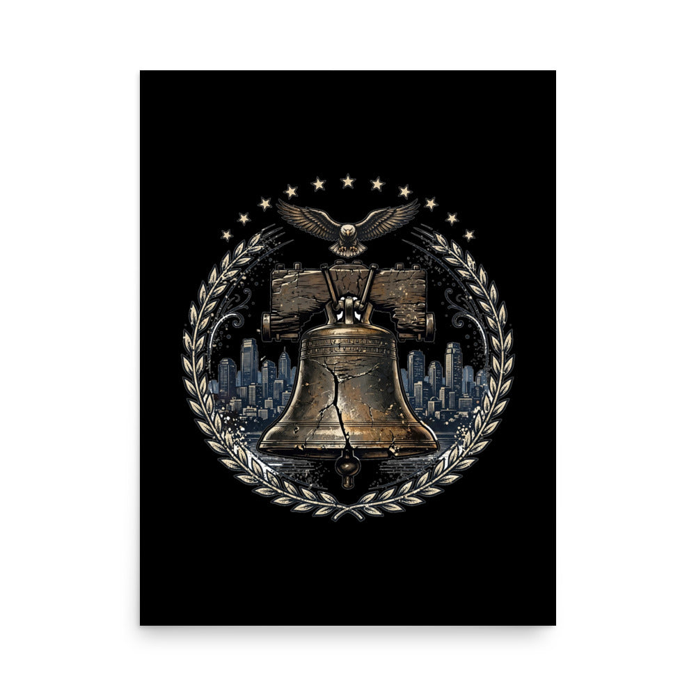 Liberty Bell Skyline Poster poster by Patriot Tactical, homestead American heritage design – product mockup