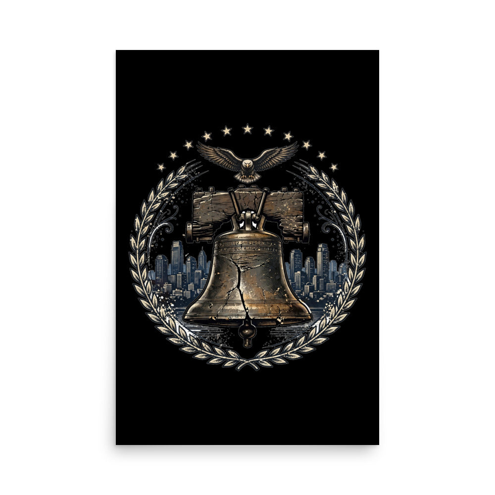 Liberty Bell Skyline Poster poster by Patriot Tactical, homestead American heritage design – lifestyle view