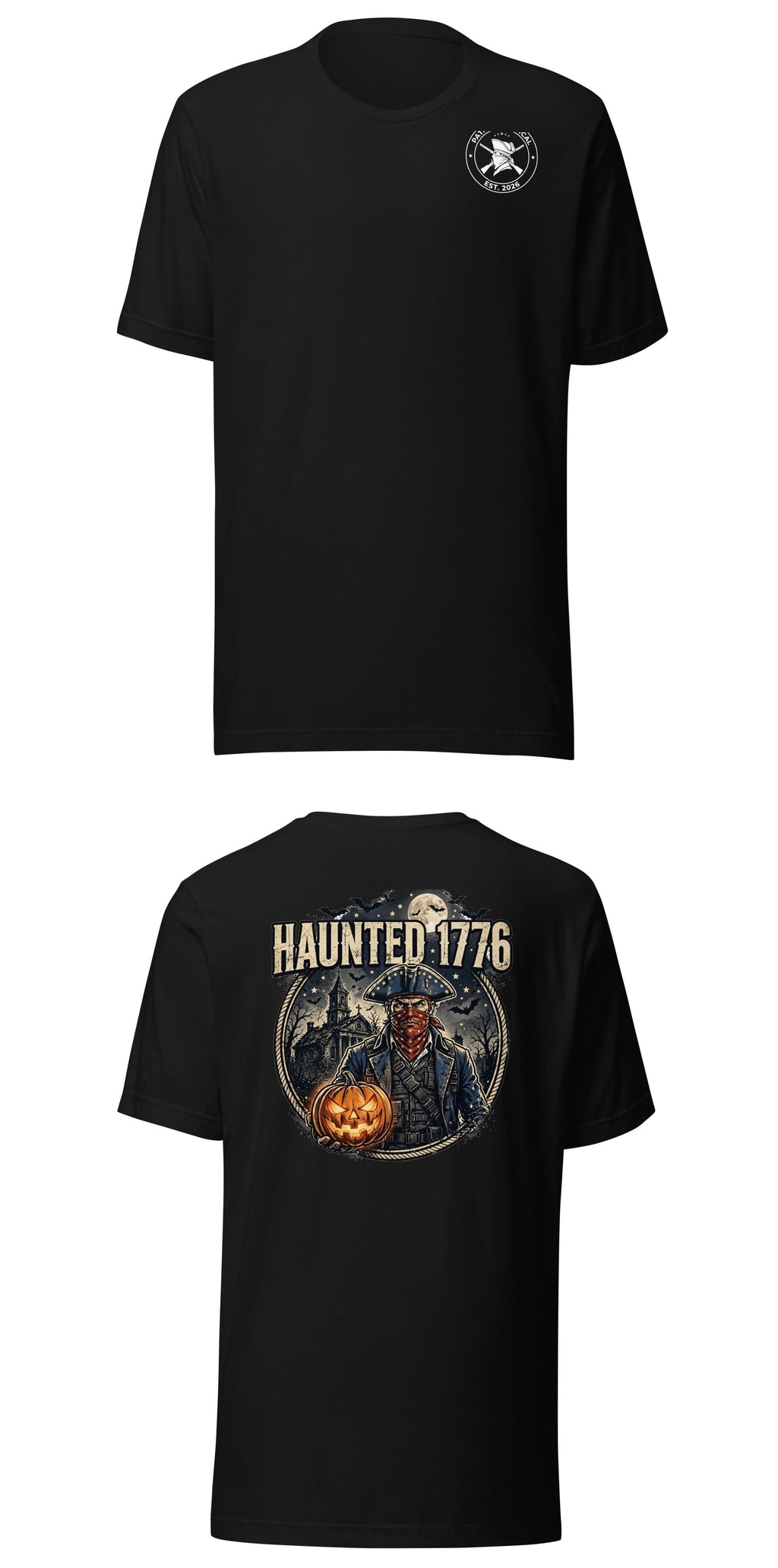 Haunted 1776 Tee t-shirt by Patriot Tactical, homestead American heritage design – lifestyle view