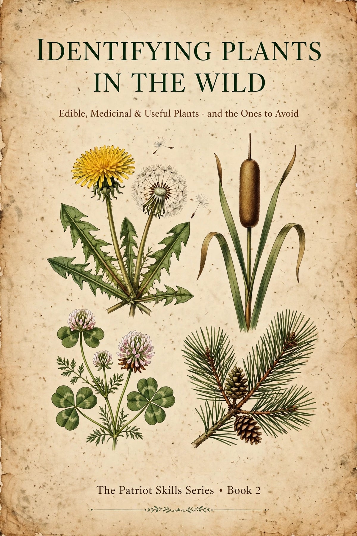 Identifying Wild Plants Ebook ebook cover by Patriot Tactical, homestead American heritage design – main image