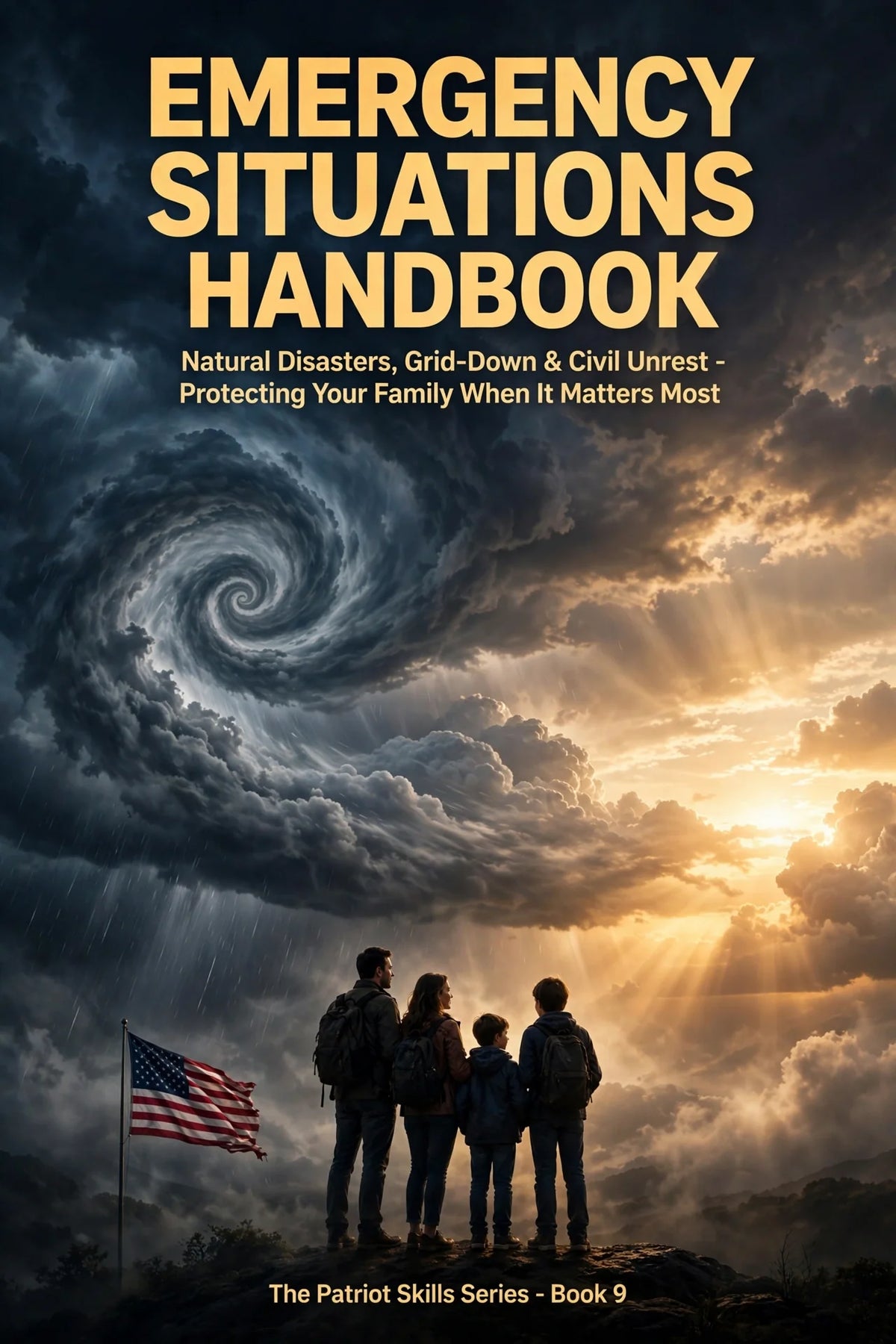 Family Emergency Situations Handbook Ebook ebook cover by Patriot Tactical, homestead American heritage design – main image