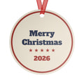 13 Stars 1776–2026 metal Christmas ornament, back: Merry Christmas 2026