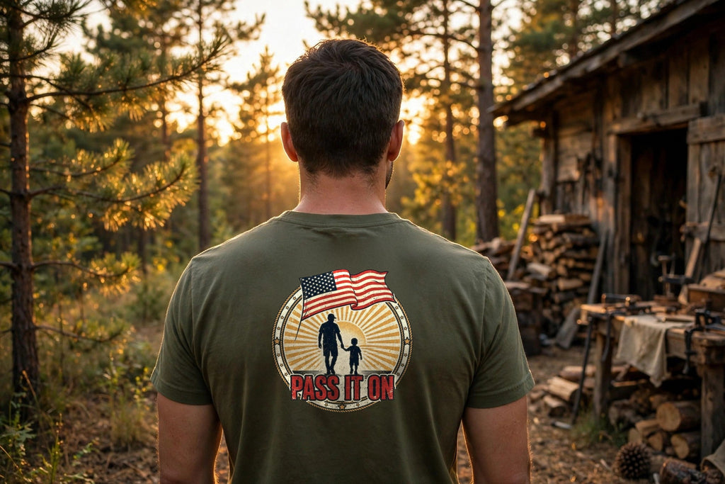 Pass It On Tee worn in a lifestyle photo