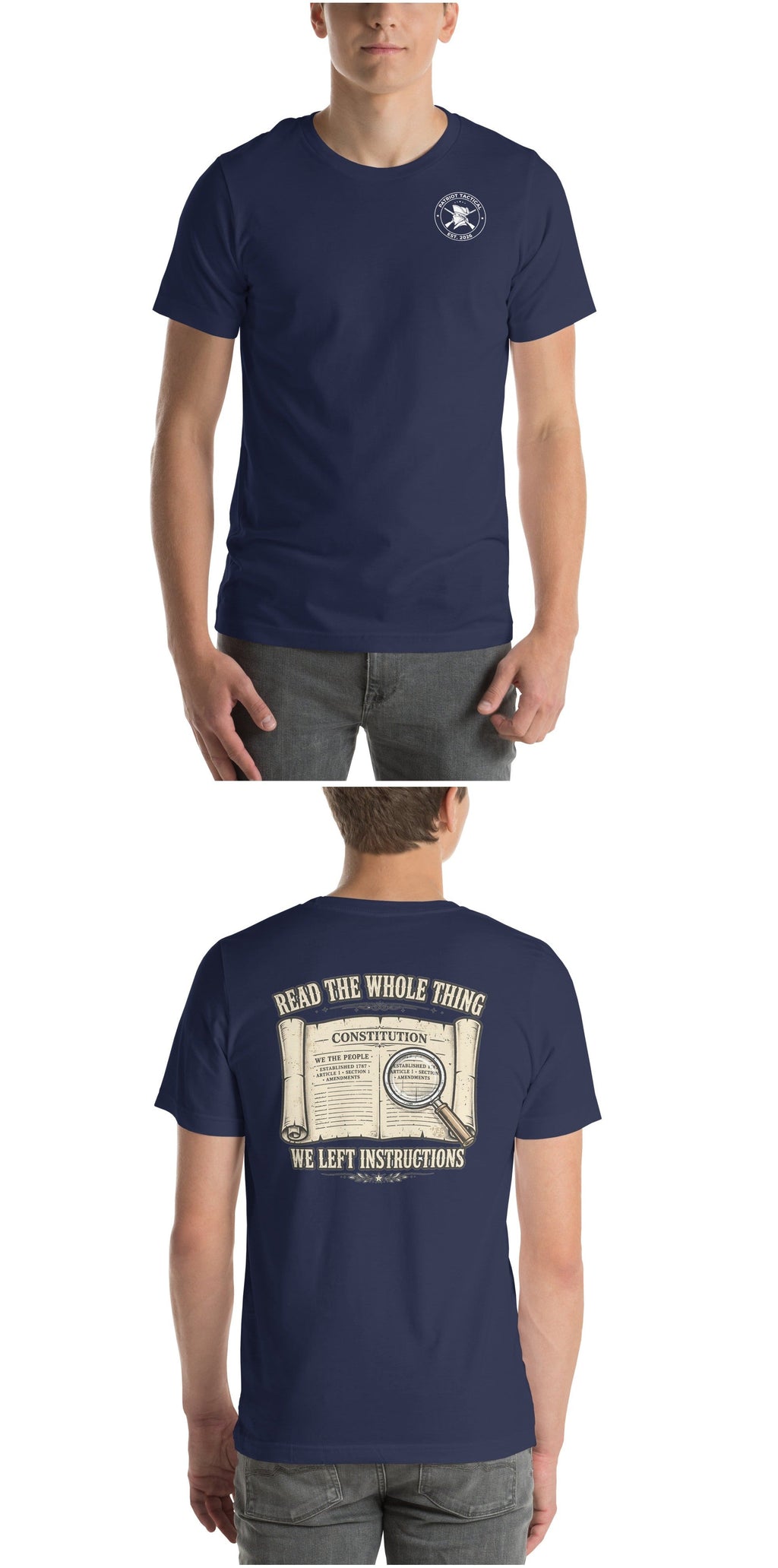 Read the Whole Thing Tee t-shirt by Patriot Tactical, homestead American heritage design – lifestyle view
