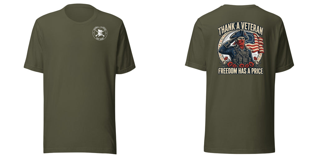 Thank A Veteran Tee t-shirt by Patriot Tactical, homestead American heritage design – product mockup