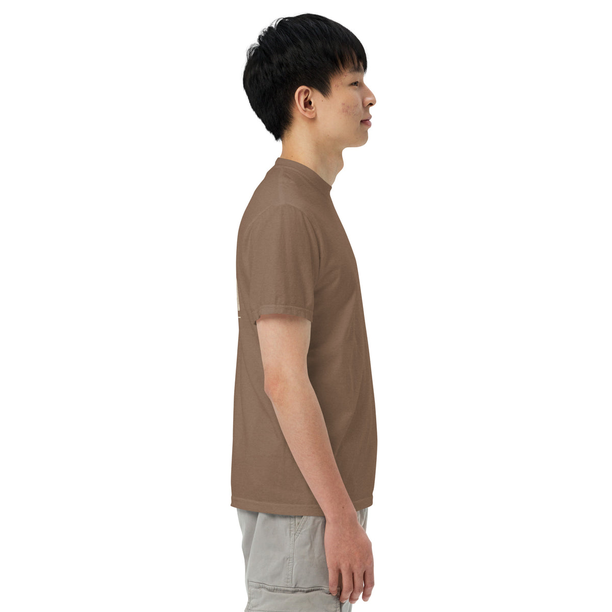 So We Stand The Cavalry Is Us Tee in Espresso, right side view