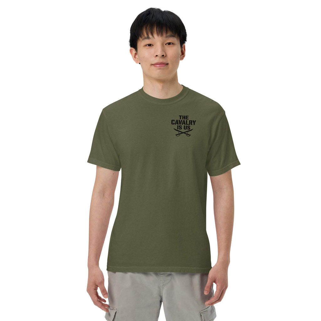 So We Stand The Cavalry Is Us Tee in Hemp, front view