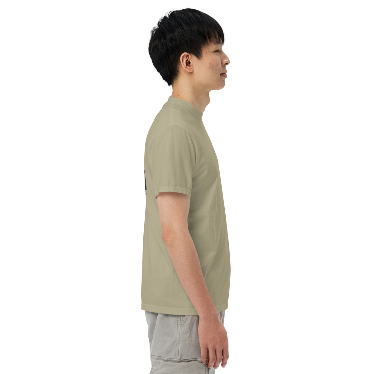 So We Stand The Cavalry Is Us Tee in Khaki, right side view