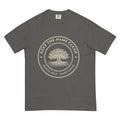 Keep the Name Clean Heritage Oak tee in Pepper, front: oak tree crest reading KEEP THE NAME CLEAN, ROOTS DEEP · WORD GOOD