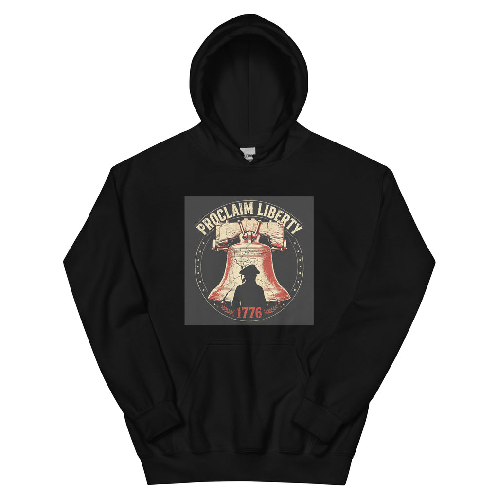 Liberty Bell Hoodie in Black, front view