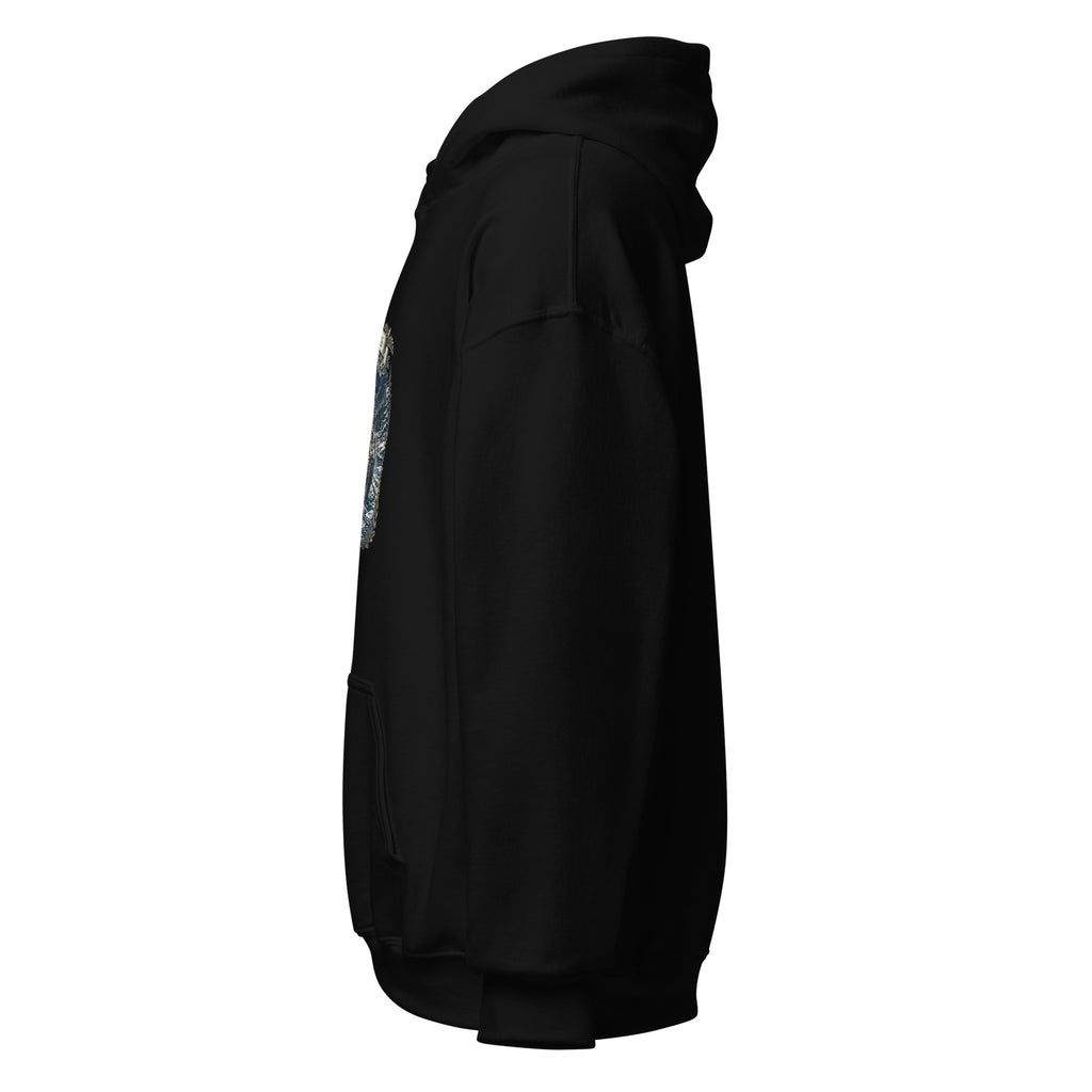 Christmas 1776 Crossing Hoodie in Black, left side view