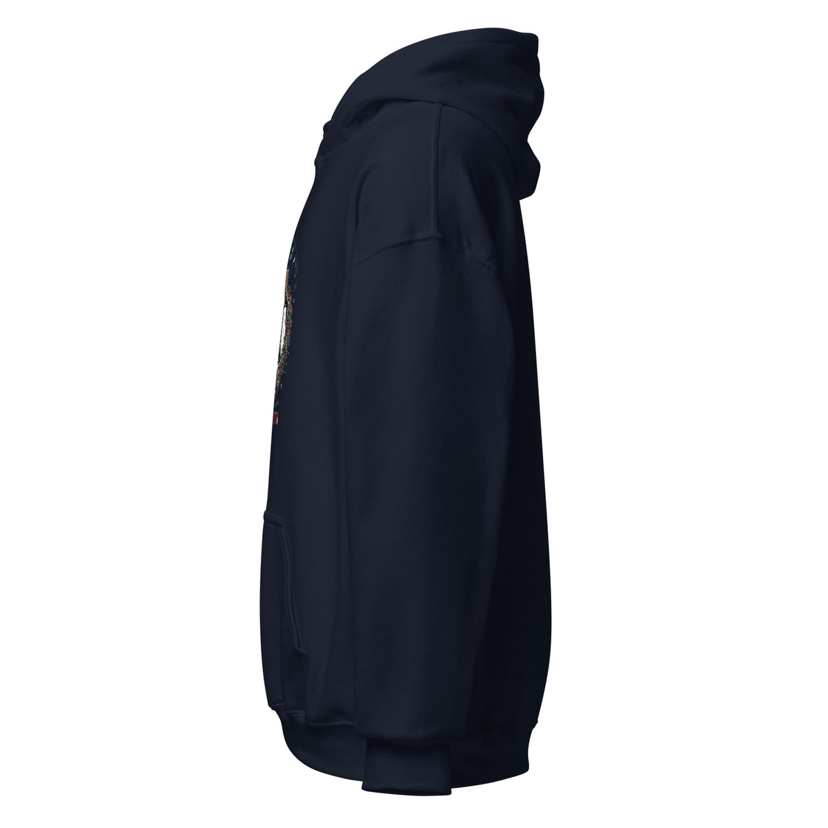 Liberty Bell Christmas Hoodie in Navy, left side view