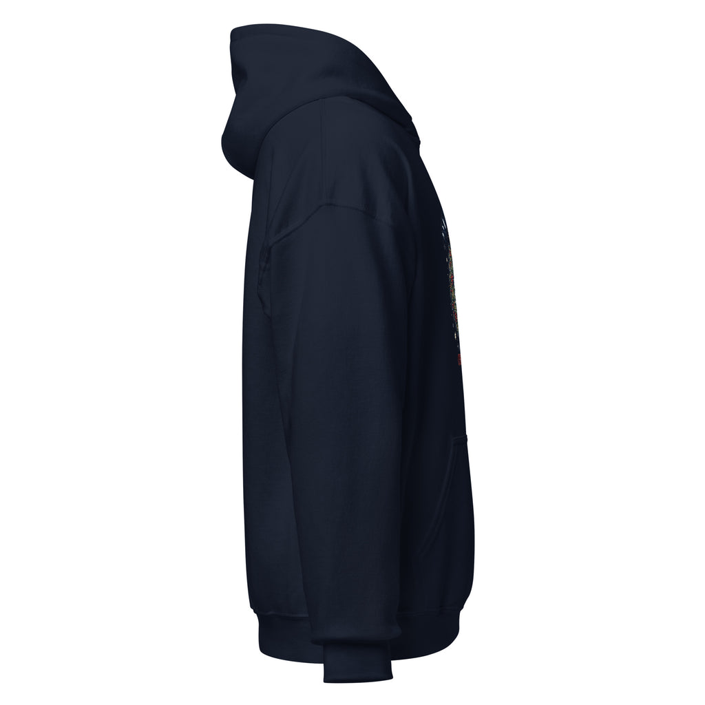 Liberty Bell Christmas Hoodie in Navy, right side view