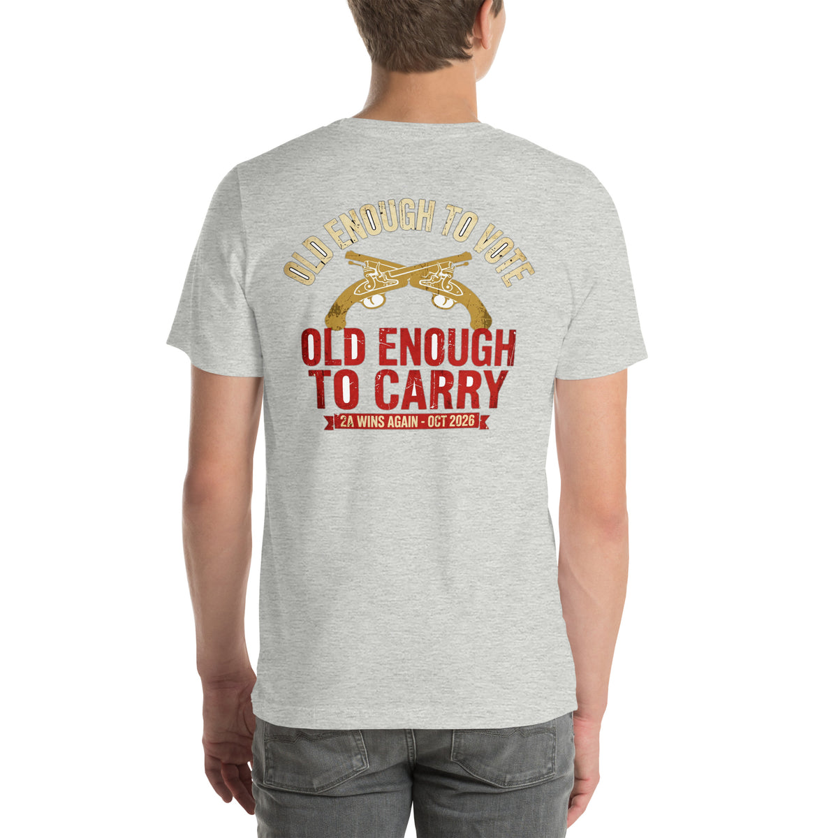 Old Enough To Carry Tee t-shirt by Patriot Tactical, homestead American heritage design – product mockup 14