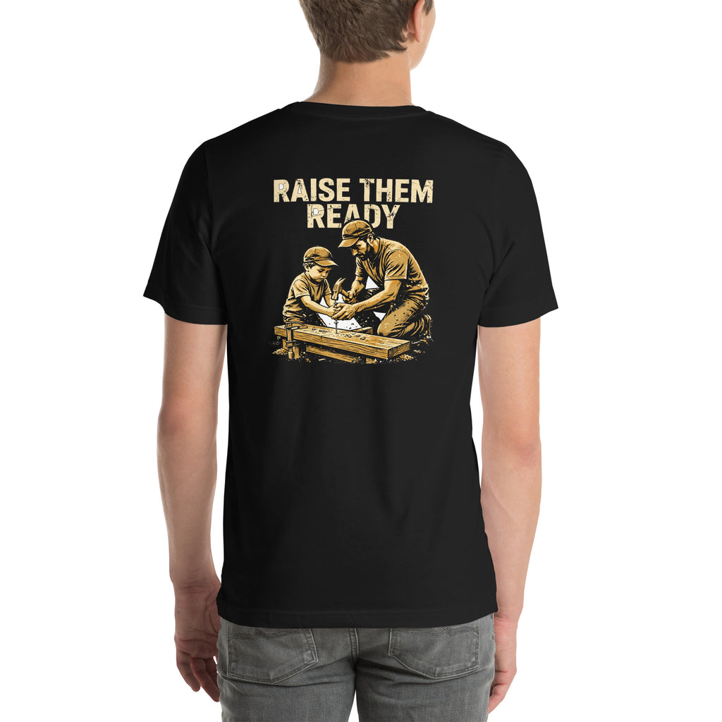 Raise Them Ready Tee t-shirt by Patriot Tactical, homestead American heritage design – detail view