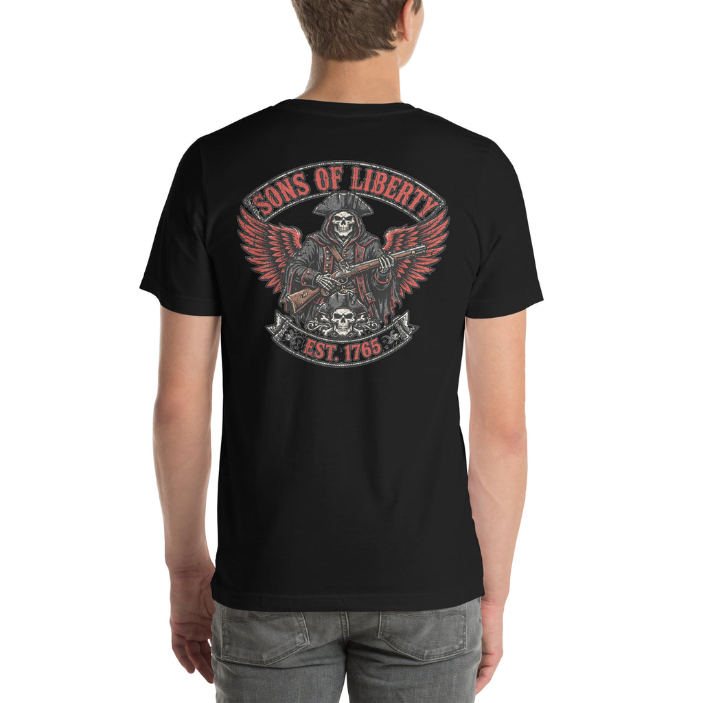 Sons of Liberty Tee t-shirt by Patriot Tactical, homestead American heritage design – detail view