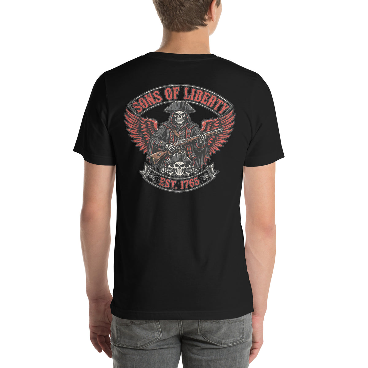 Sons of Liberty Tee t-shirt by Patriot Tactical, homestead American heritage design – detail view