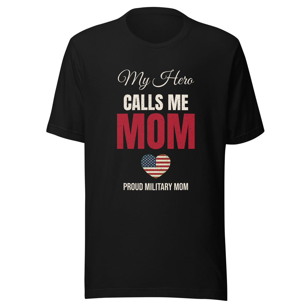 My Hero Calls Me Mom Tee t-shirt by Patriot Tactical, homestead American heritage design – product mockup