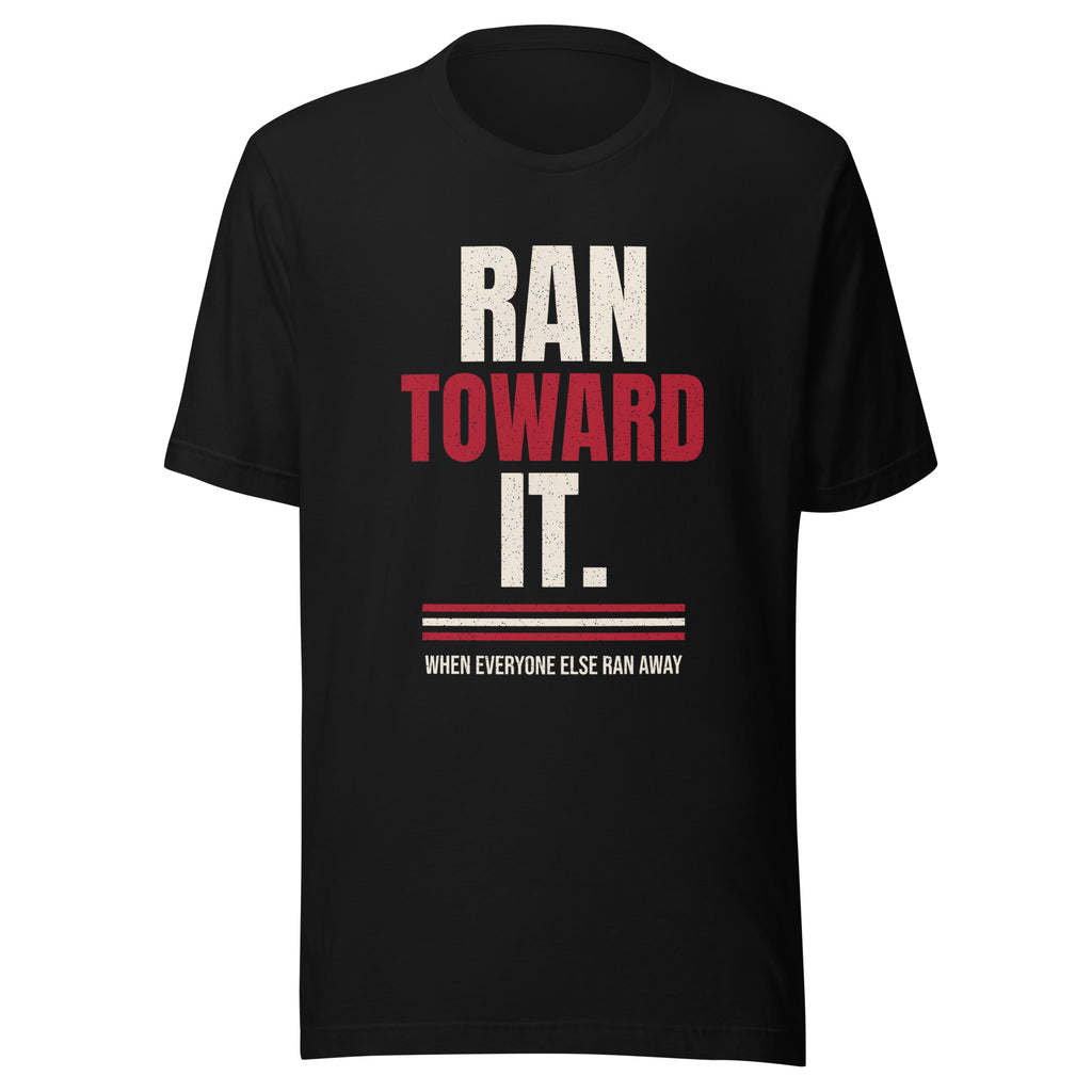 Ran Toward It Tee t-shirt by Patriot Tactical, homestead American heritage design – product mockup