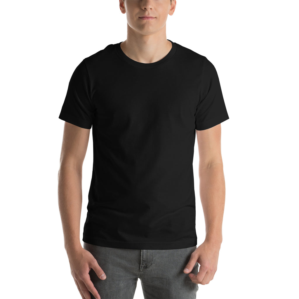 We Watch Back Premium Tee in Black, front view