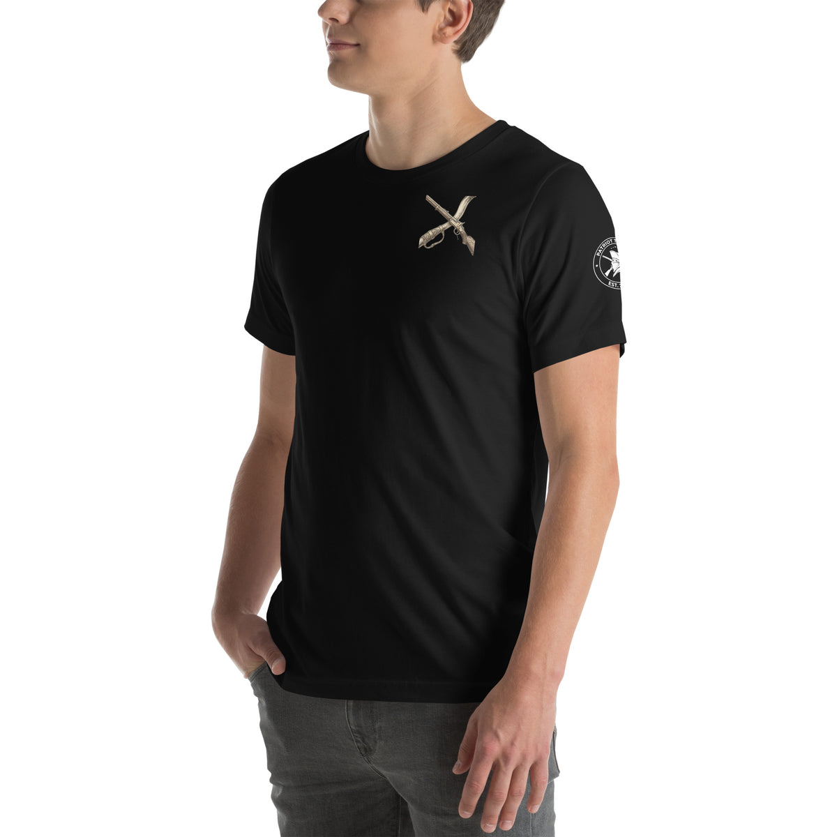 The Long Rifle Tee t-shirt by Patriot Tactical, homestead American heritage design – lifestyle view