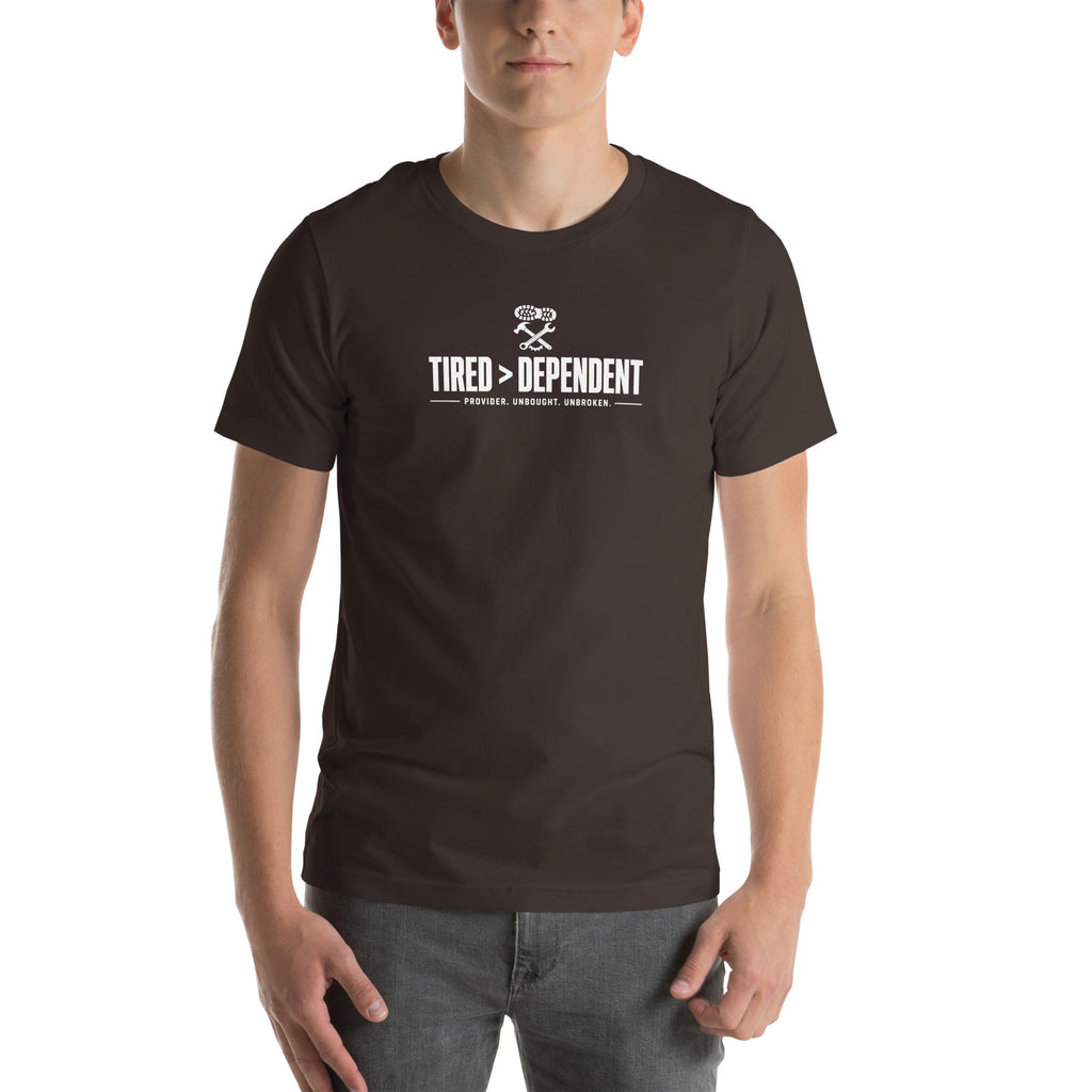 Tired > Dependent Workwear Tee in Brown, front view
