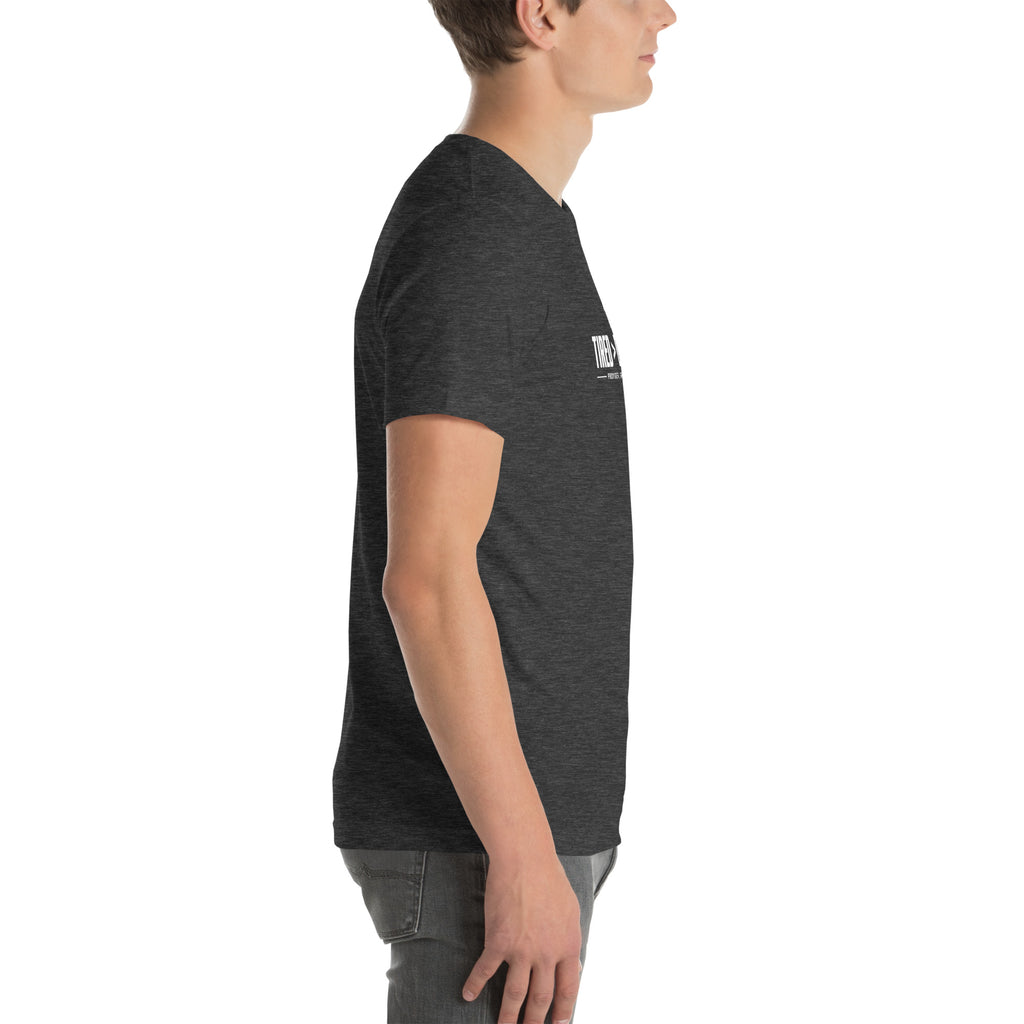Tired > Dependent Workwear Tee in Dark Grey Heather, right side view