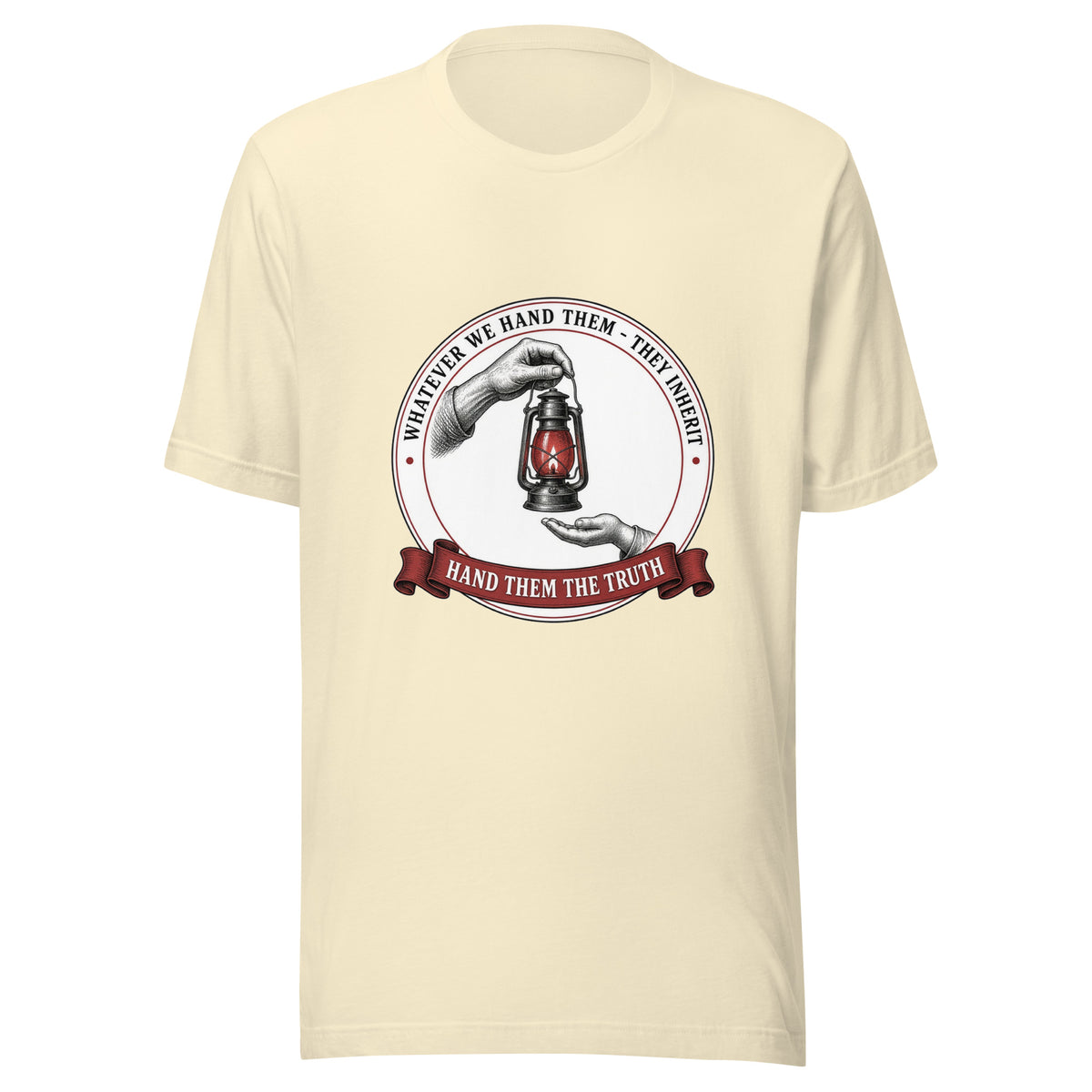 Hand Them the Truth Lantern Tee in Natural, front view