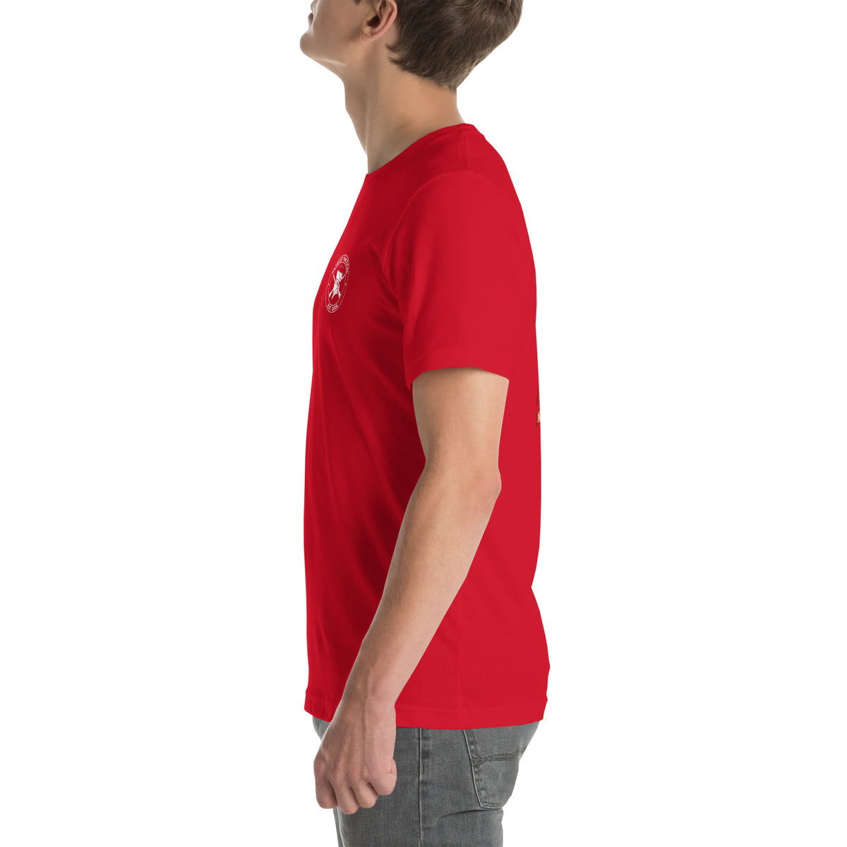 Old Enough To Carry Premium Tee in Red, left side view