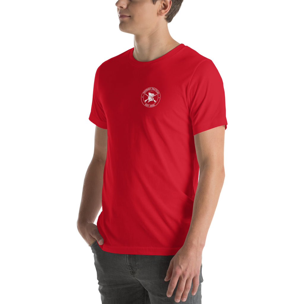 Old Enough To Carry Premium Tee in Red, left front view