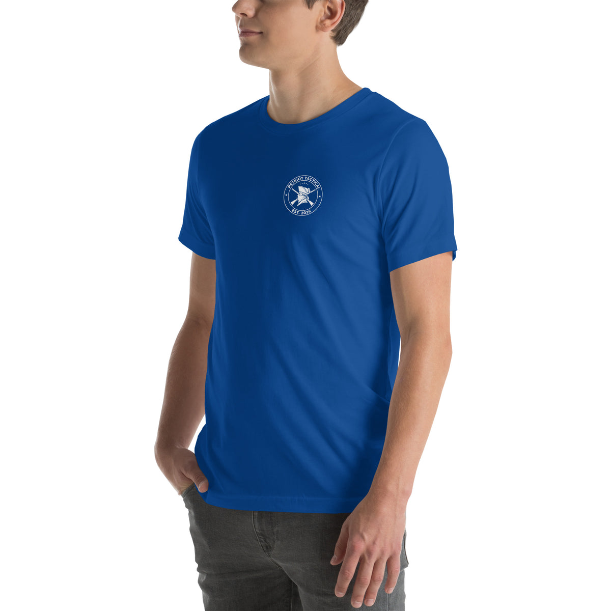 Old Enough To Carry Premium Tee in True Royal, left front view