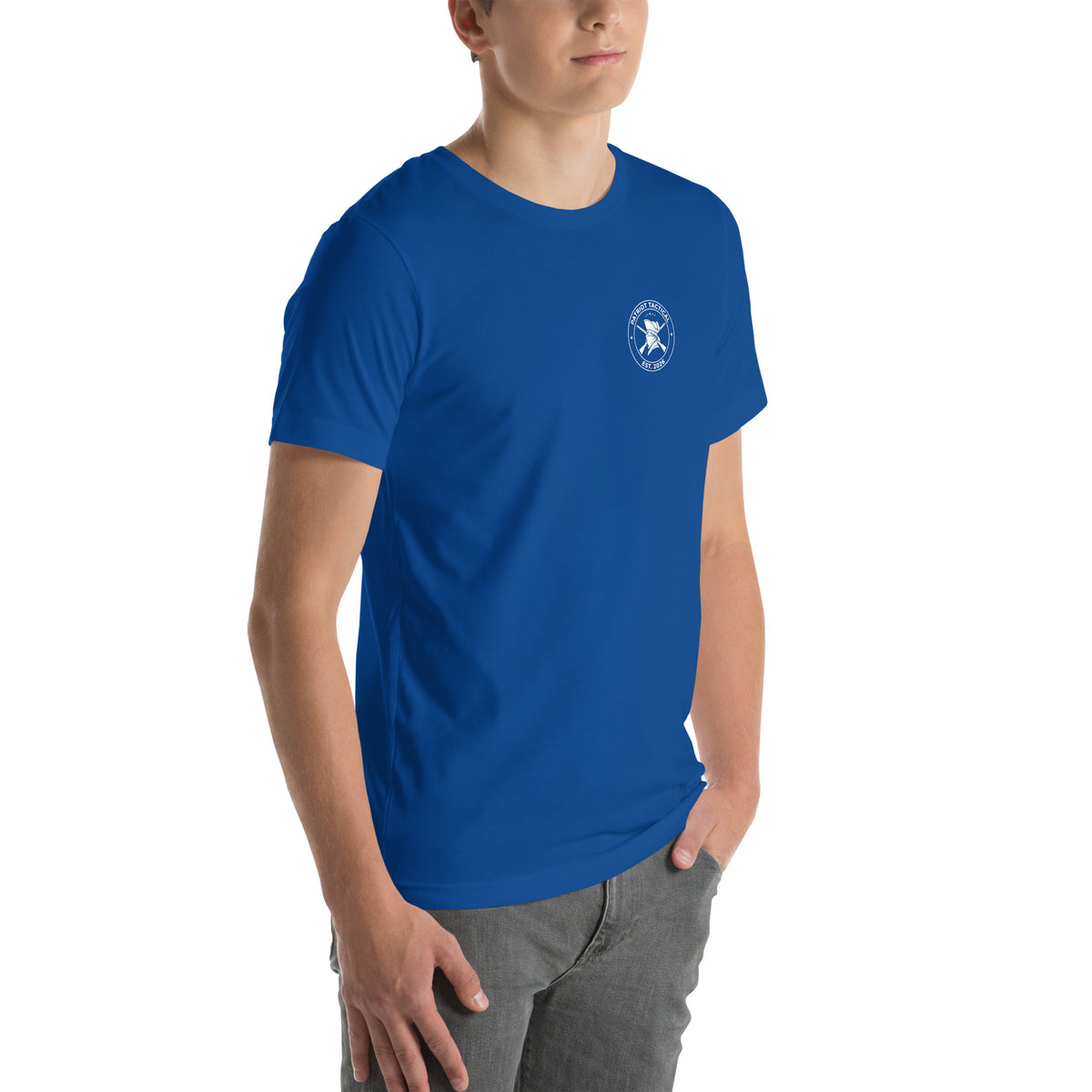 Old Enough To Carry Premium Tee in True Royal, right front view