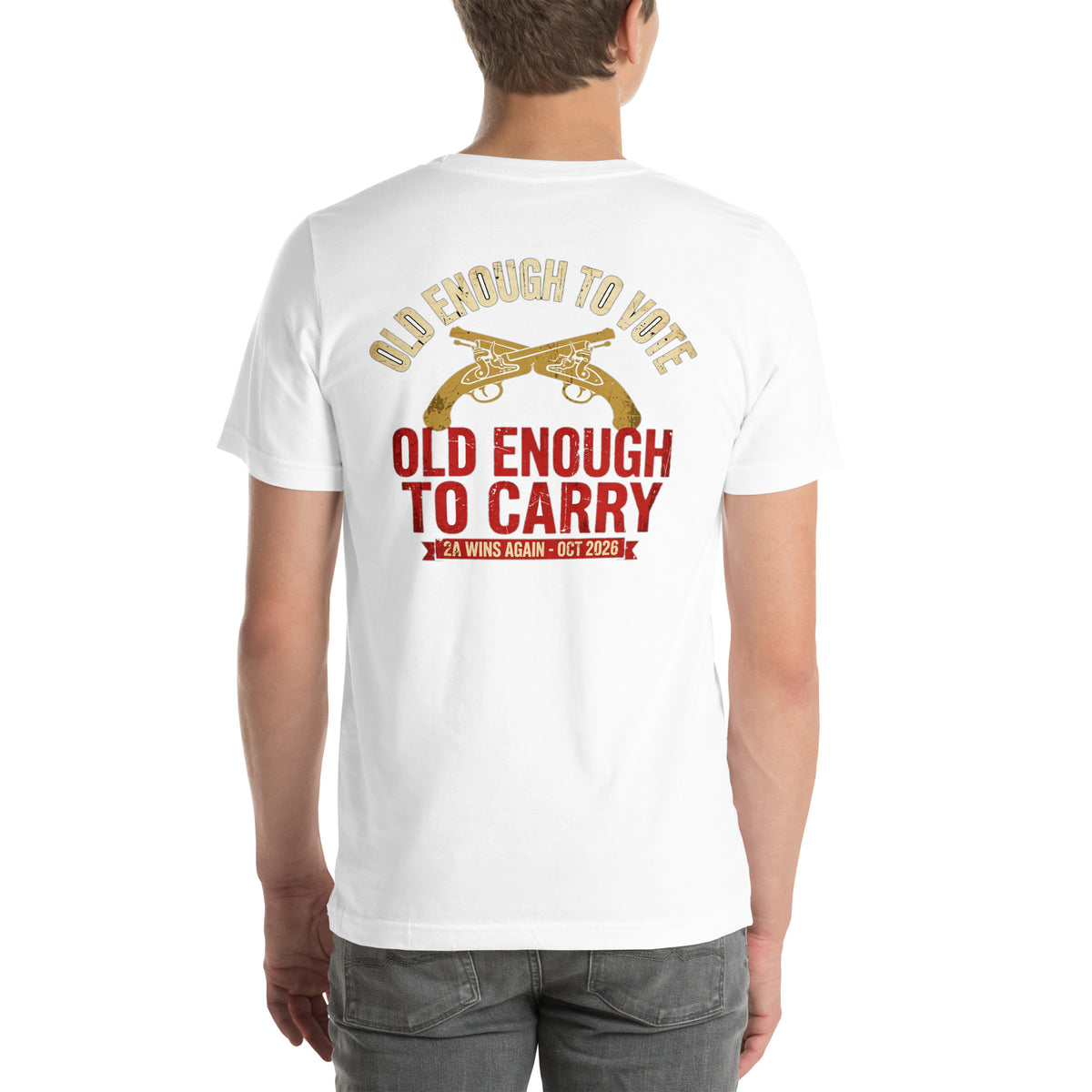 Old Enough To Carry Tee t-shirt by Patriot Tactical, homestead American heritage design – back view