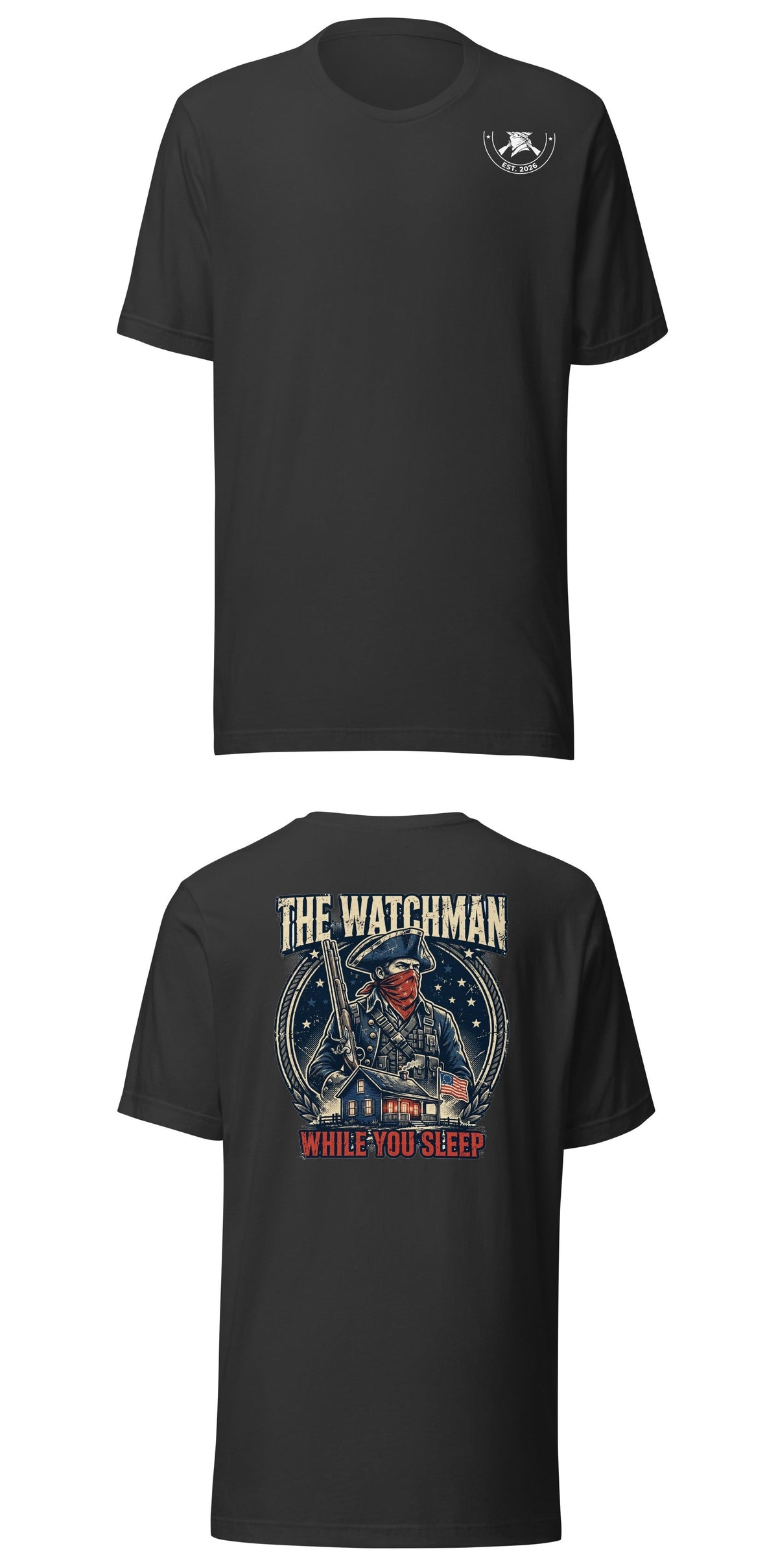 While You Sleep Tee t-shirt by Patriot Tactical, homestead American heritage design – product mockup