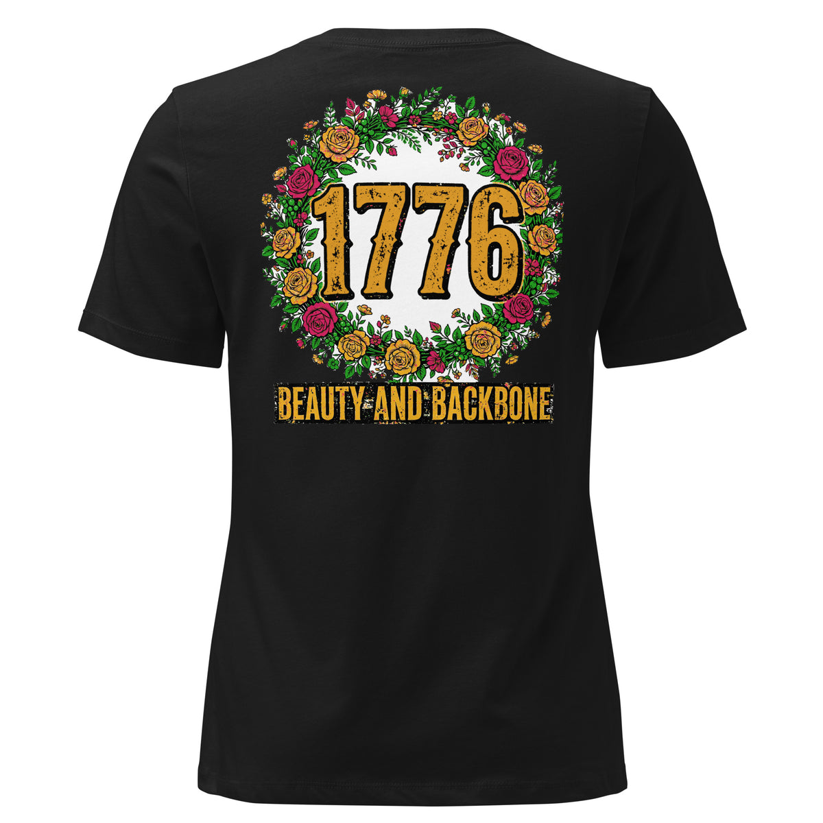Beauty and Backbone Women's Tee t-shirt by Patriot Tactical, homestead American heritage design – lifestyle view