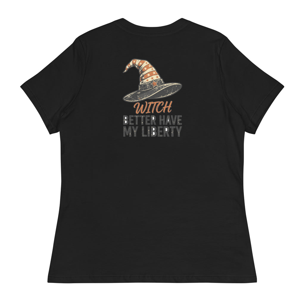 Witch Better Have My Liberty Women's Tee t-shirt by Patriot Tactical, homestead American heritage design – detail view