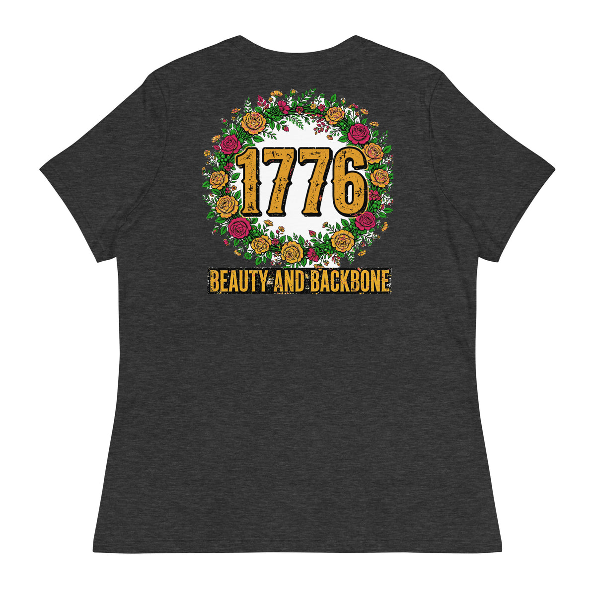 Beauty and Backbone Women's Tee t-shirt by Patriot Tactical, homestead American heritage design – product mockup 8