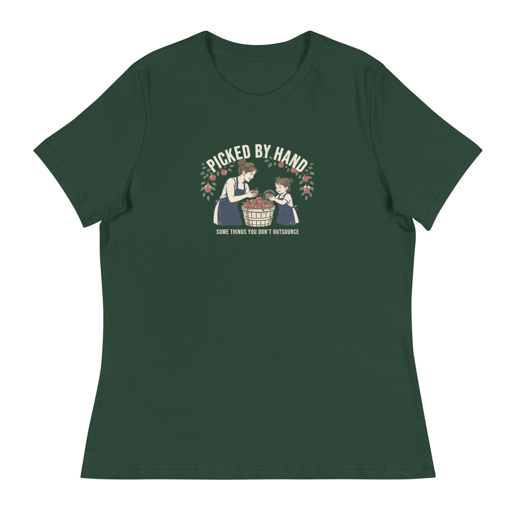 Picked By Hand Women's Premium Tee in Forest Green, front view