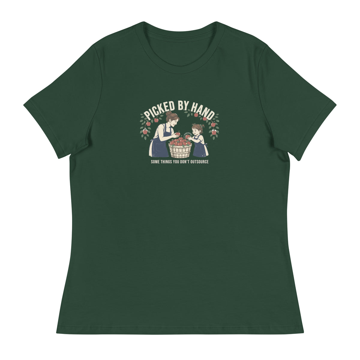 Picked By Hand Women's Premium Tee in Forest Green, front view