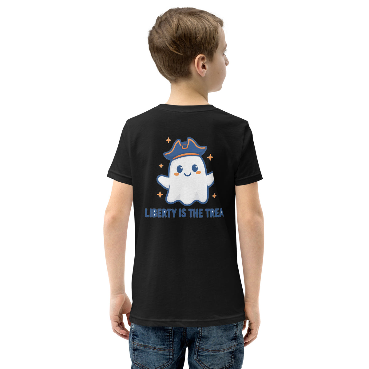 Liberty Is the Treat Kids Tee kids apparel by Patriot Tactical, homestead American heritage design – detail view